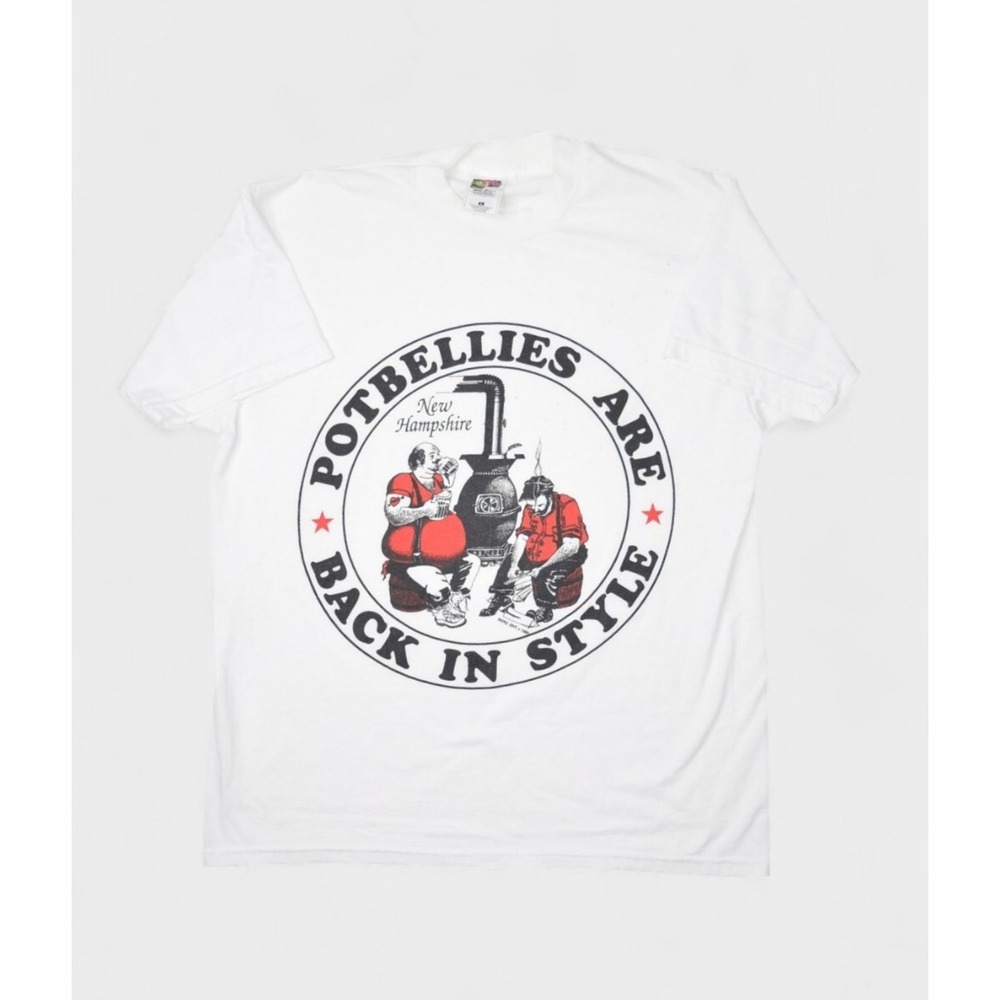 Vintage 1989 Fruit of the Loom Potbellies Back in Style NH Beer T-Shirt Mens L